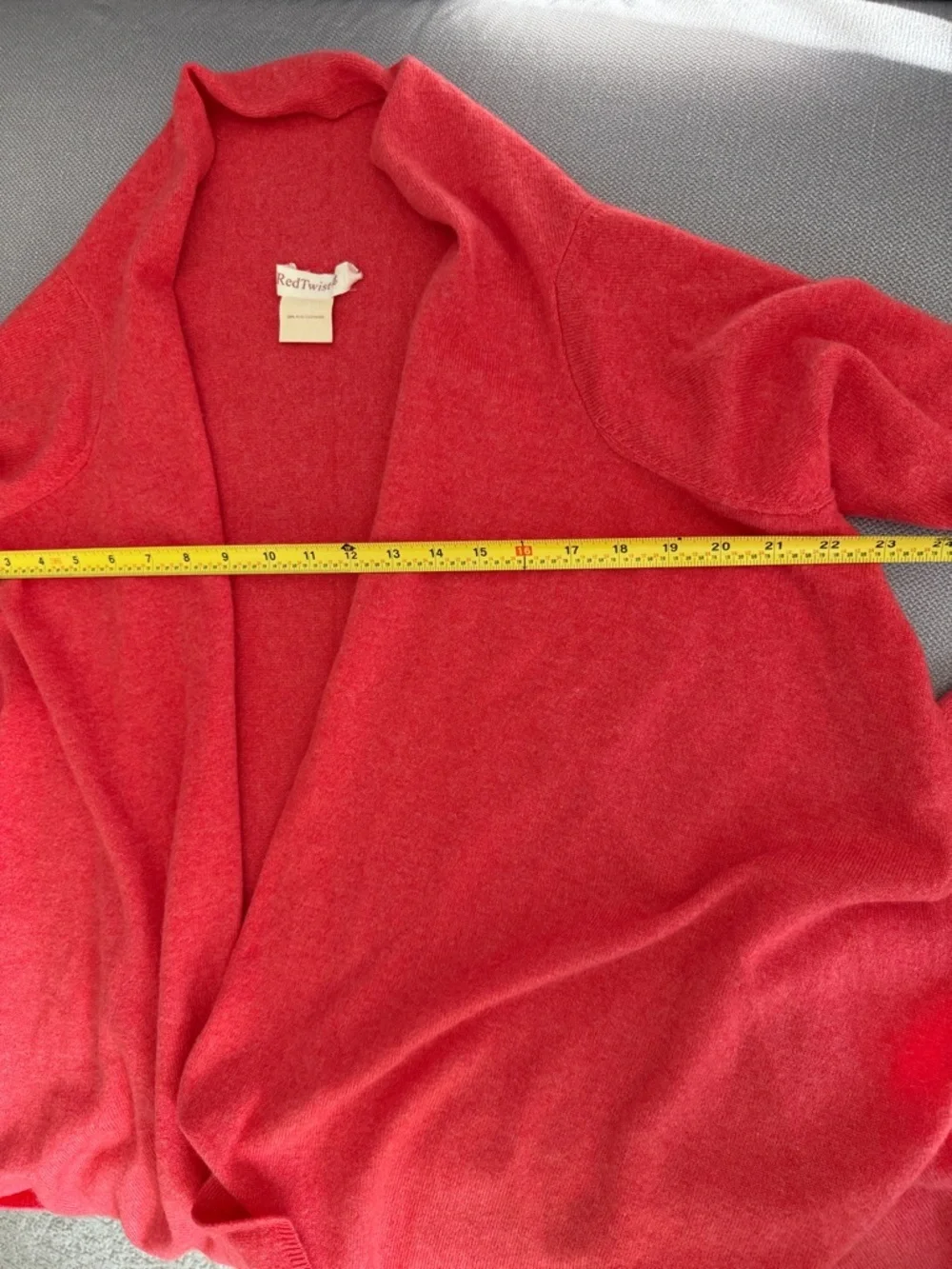 Red Twist  Cashmere Open Front Red Sweater Cardigan Size M